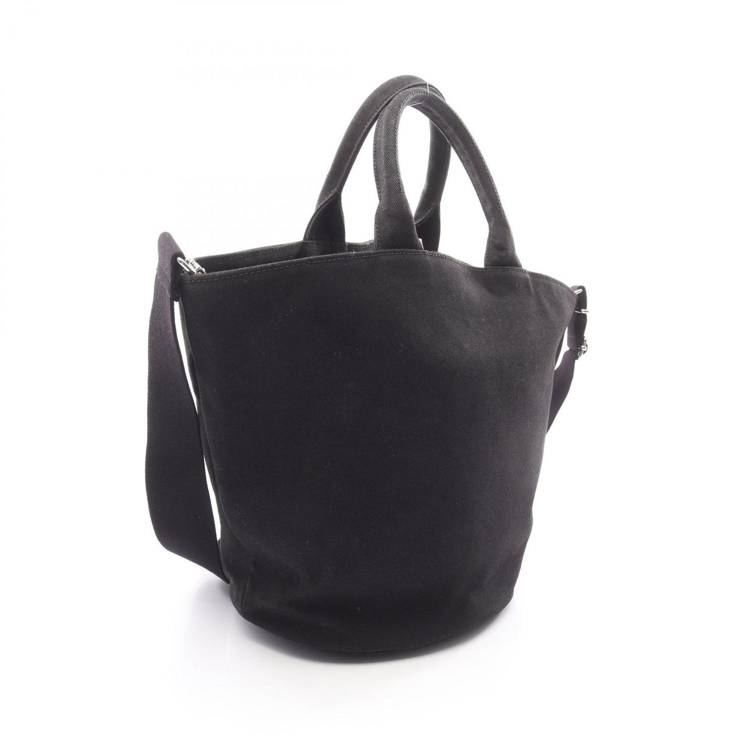 Prada Lada Handbag Canapa Black Canvas Baketsushape 2-Way Tote — view 2