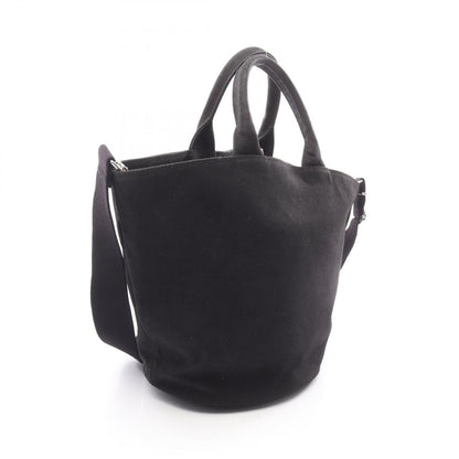 Prada Lada Handbag Canapa Black Canvas Baketsushape 2-Way Tote — view 2