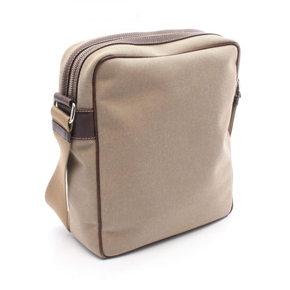 Prada Lada Shoulder Bag Logo Beige Da Ninebrown Canvas Leather — view 2
