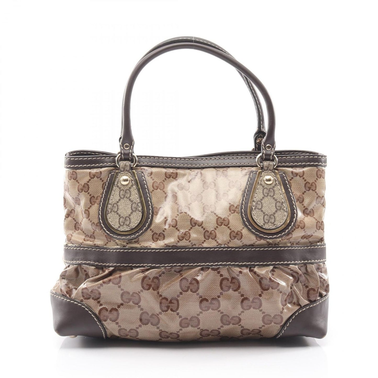 Gucci Tote GG Brown Da Ninebrown Canvas Leather