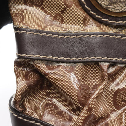 Gucci Tote GG Brown Da Ninebrown Canvas Leather — view 6