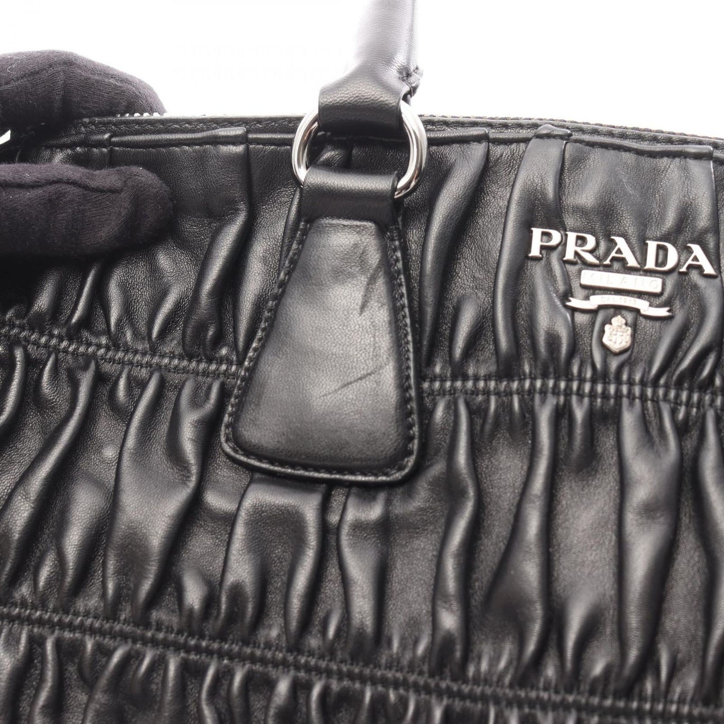Prada Lada Handbag Nappa Gaufre' Black Leather the 2-Way Tote — view 9