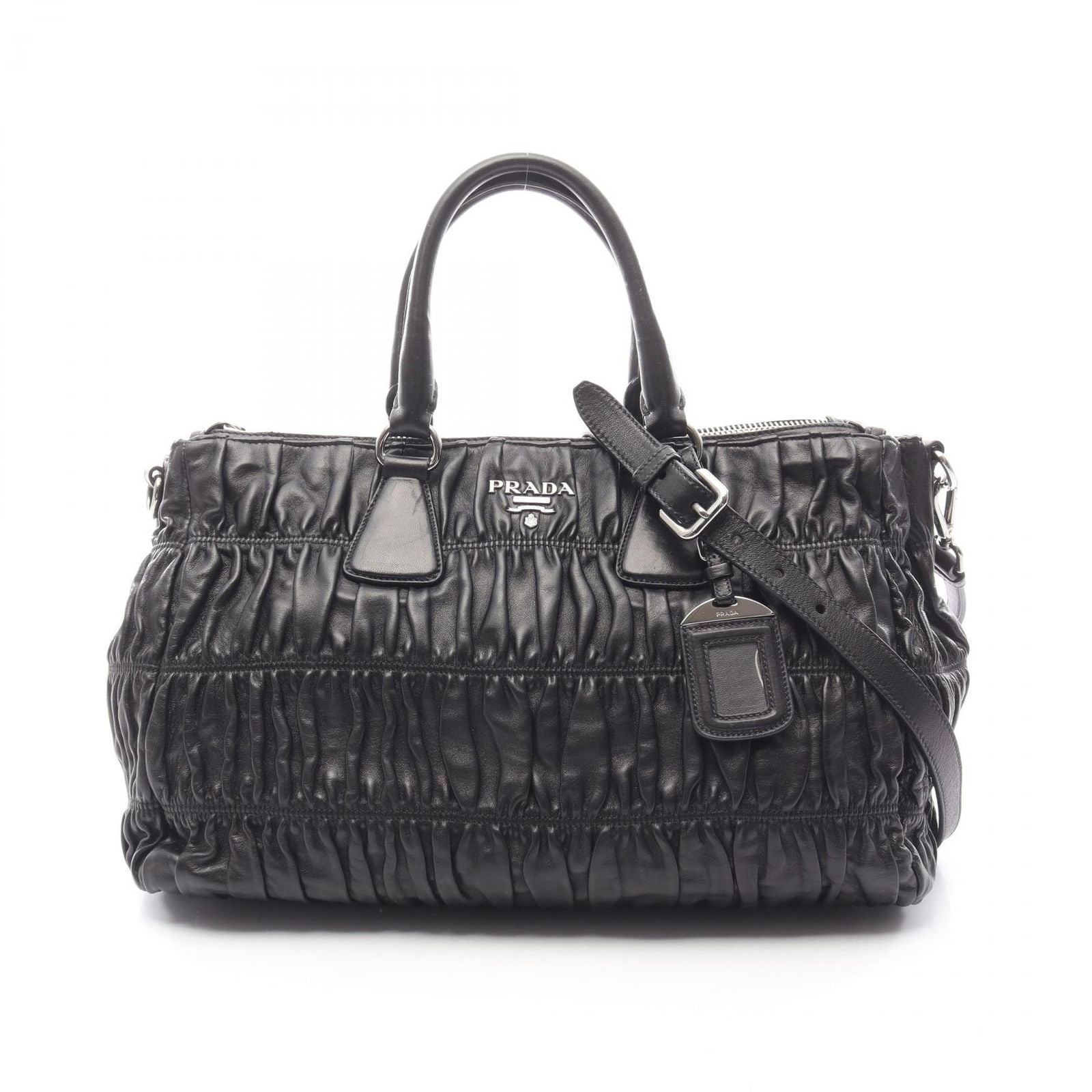 Prada Lada Handbag Nappa Gaufre' Black Leather the 2-Way Tote