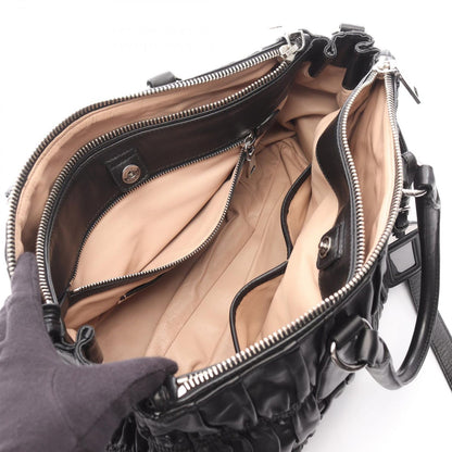 Prada Lada Handbag Nappa Gaufre' Black Leather the 2-Way Tote — view 3