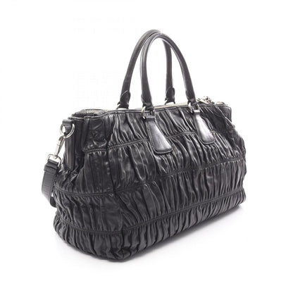 Prada Lada Handbag Nappa Gaufre' Black Leather the 2-Way Tote — view 2