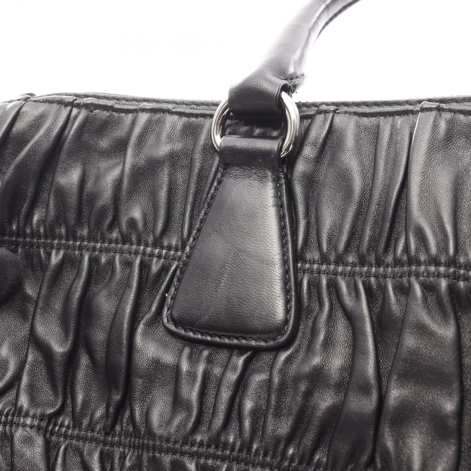 Prada Lada Handbag Nappa Gaufre' Black Leather the 2-Way Tote — view 8
