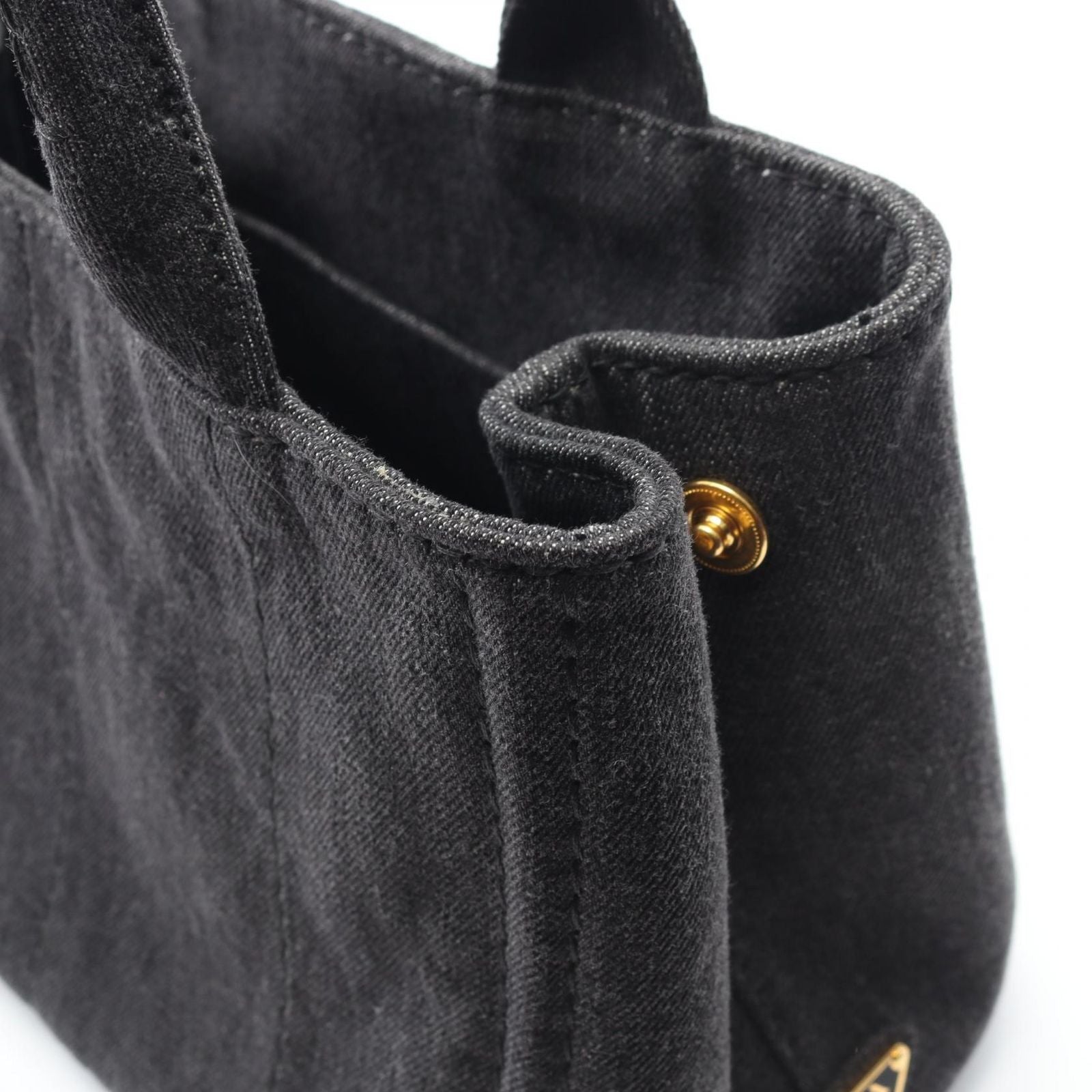 Prada Lada Tote Canapa Denim Black 2-Way — view 8