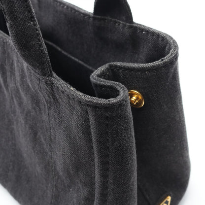 Prada Lada Tote Canapa Denim Black 2-Way — view 8