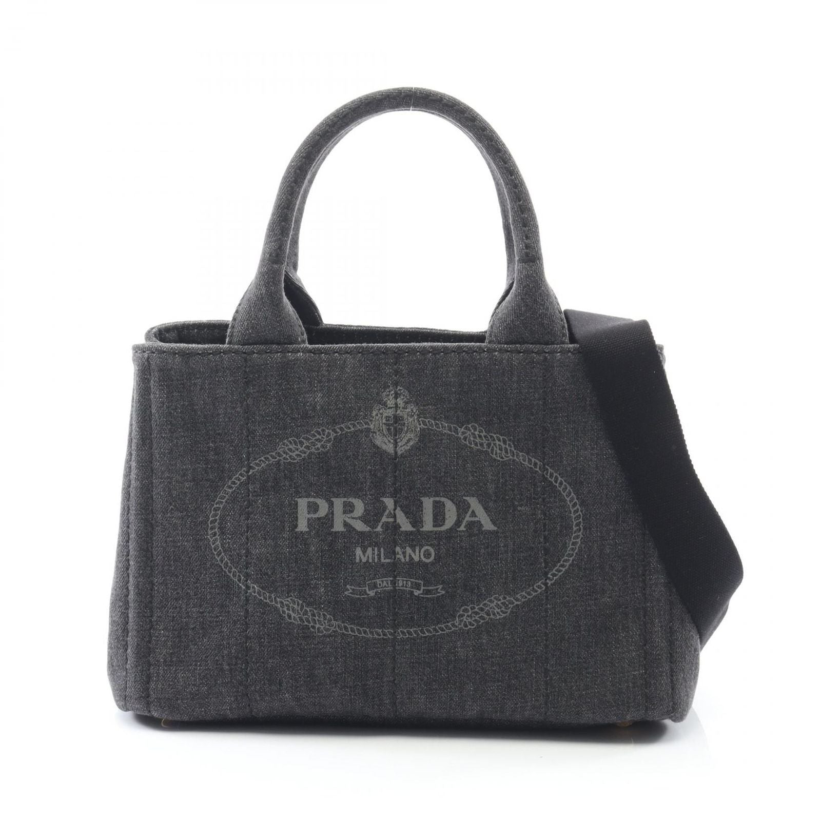 Prada Lada Tote Canapa Denim Black 2-Way
