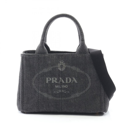 Prada Lada Tote Canapa Denim Black 2-Way