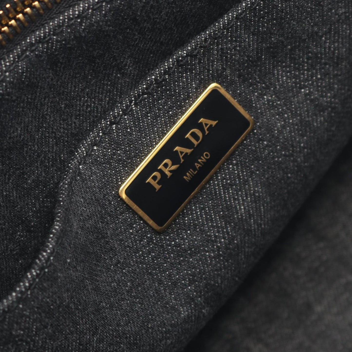 Prada Lada Tote Canapa Denim Black 2-Way — view 4