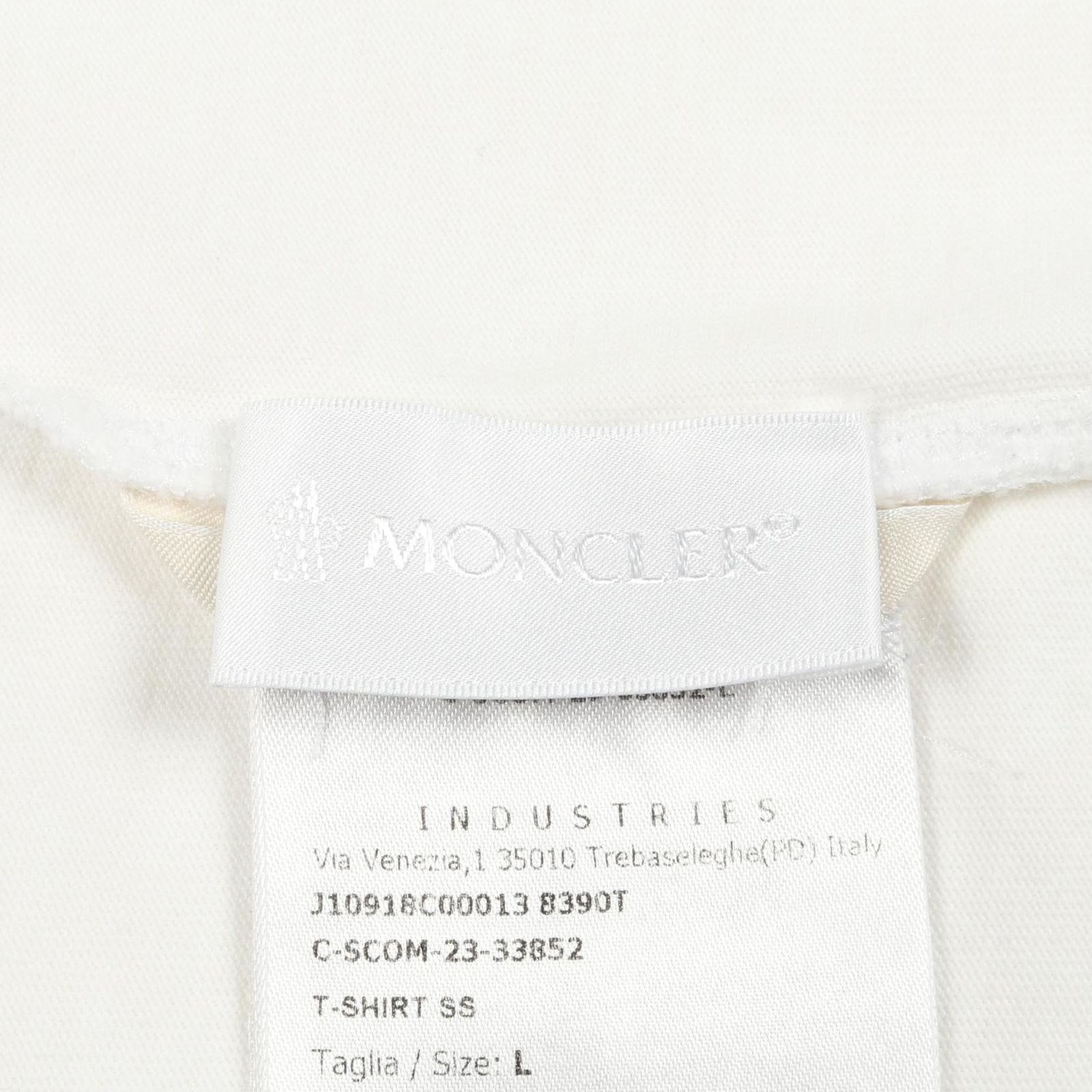 Moncler Short Sleeve White Cotton Logo T-Shirt — view 3