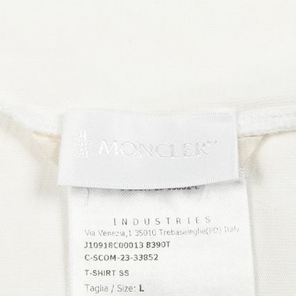 Moncler Short Sleeve White Cotton Logo T-Shirt — view 3