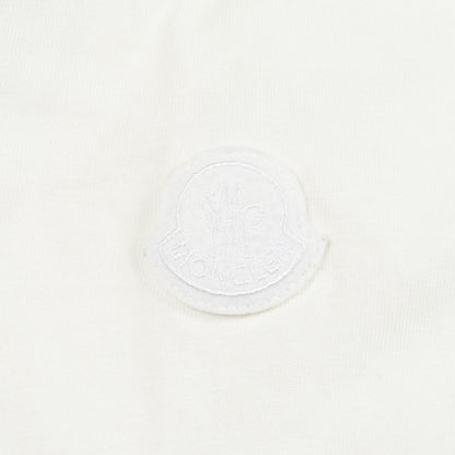 Moncler Short Sleeve White Cotton Logo T-Shirt — view 6