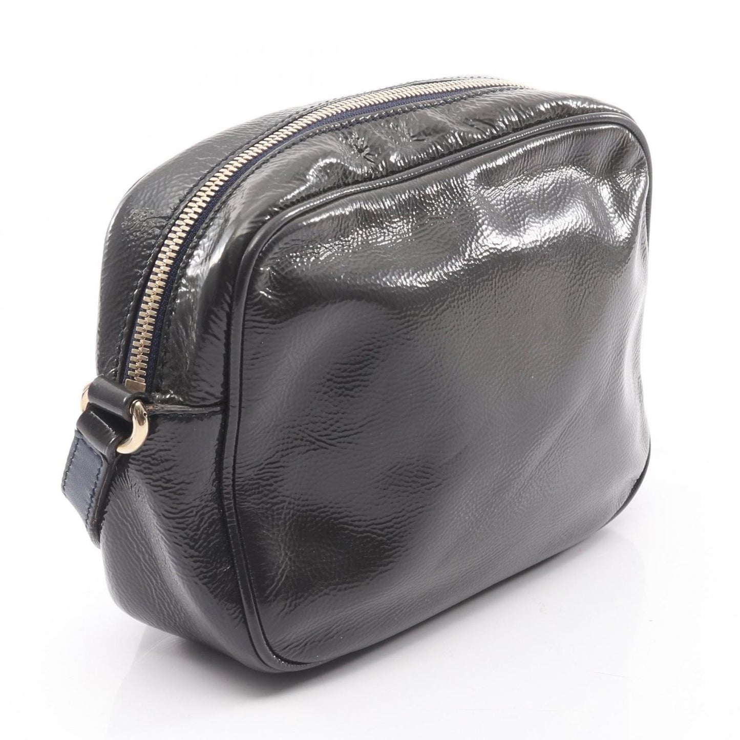 Gucci Shoulder Bag Soho Interlocking Navy Patent Leather laba — view 2