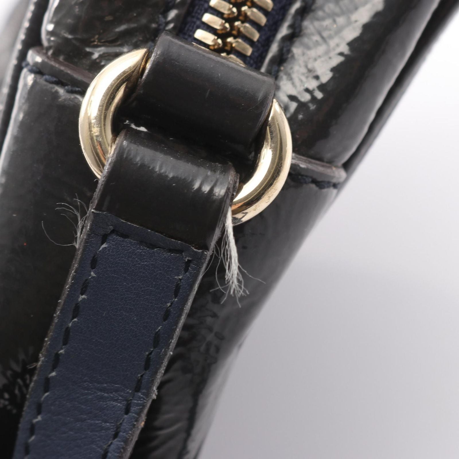 Gucci Shoulder Bag Soho Interlocking Navy Patent Leather laba — view 8