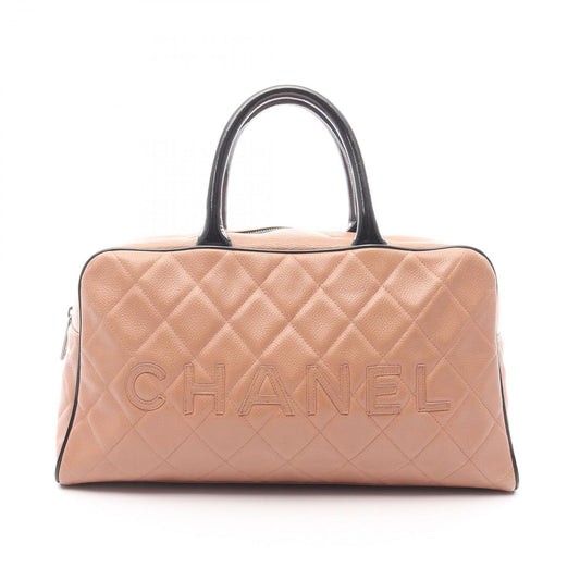 Chanel Handbag Quilted Beige Black Tree Patent Leather Logo