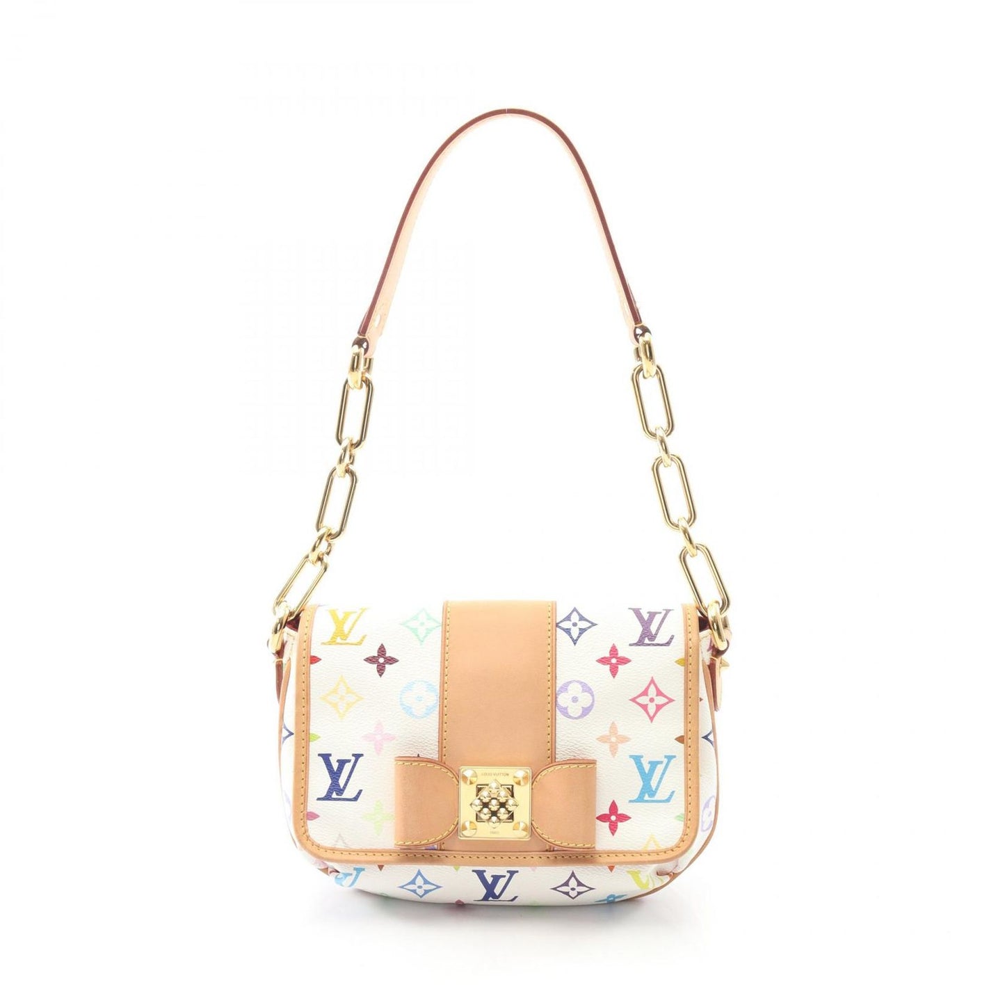 Louis Vuitton Shoulder Bag Patee Blanc Canvas Leather