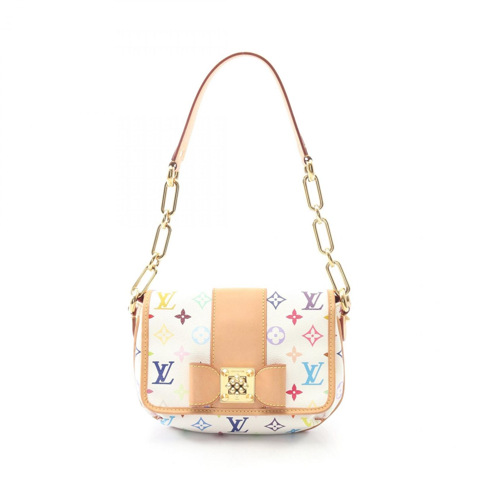 Louis Vuitton Shoulder Bag Patee Blanc Canvas Leather
