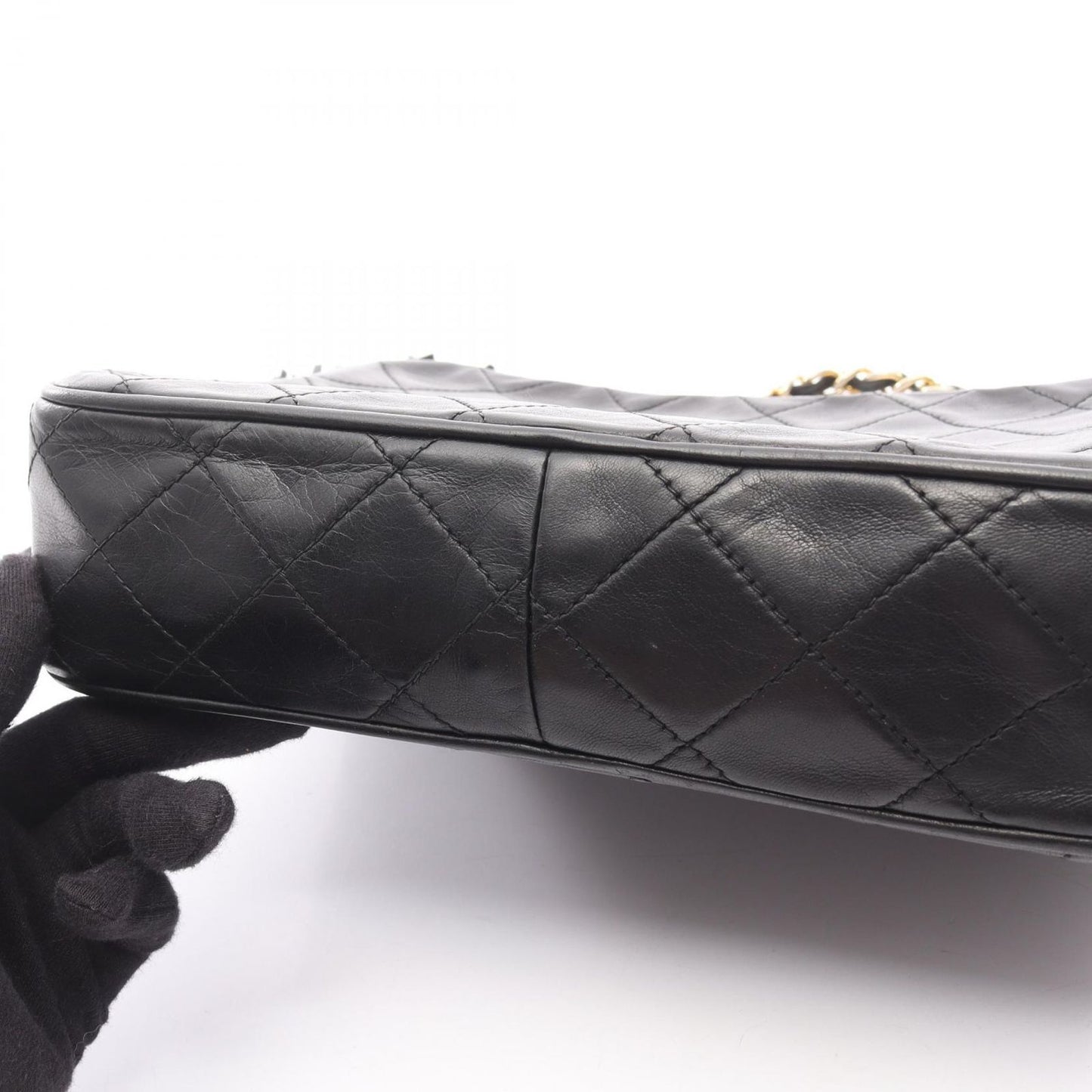 Chanel Shoulder Bag CC Logo Da Black Lambskin Da CC Che — view 7