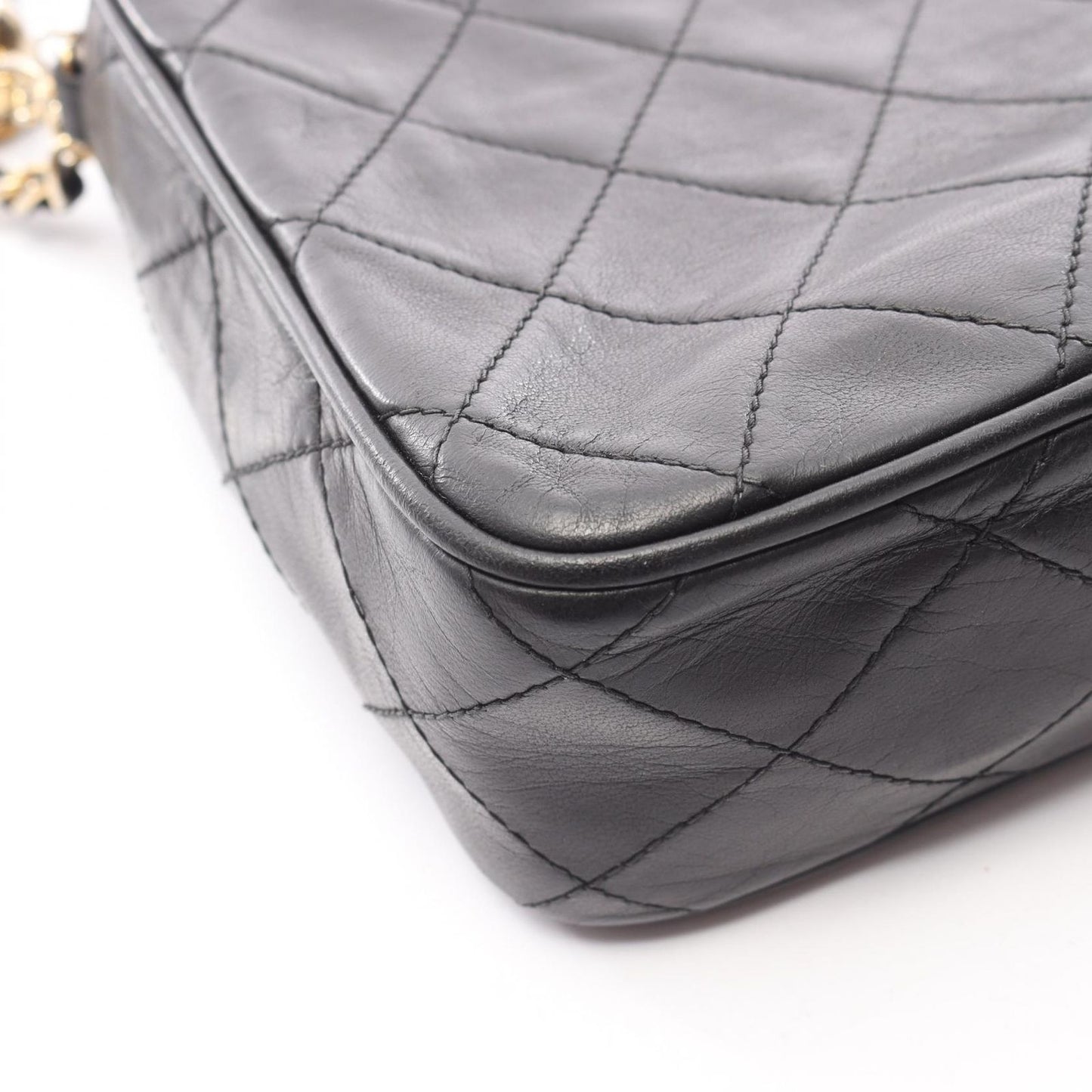 Chanel Shoulder Bag CC Logo Da Black Lambskin Da CC Che — view 9