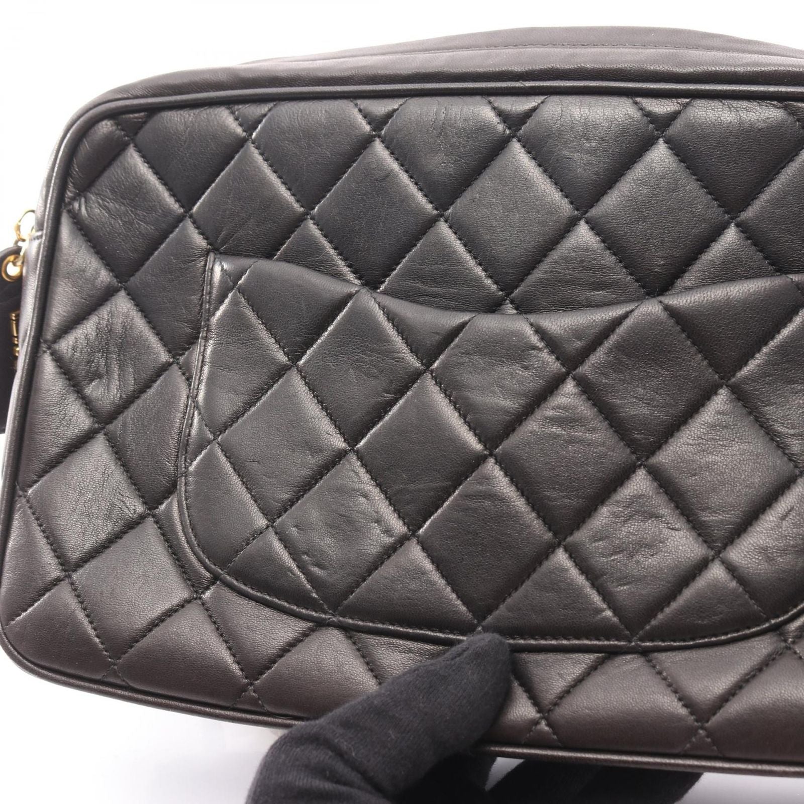 Chanel Shoulder Bag Quilted Black Lambskin Che — view 8