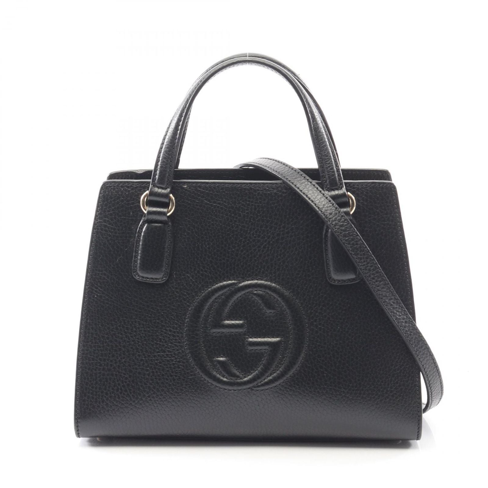 Gucci Handbag Soho Interlocking Black Leather 2-Way