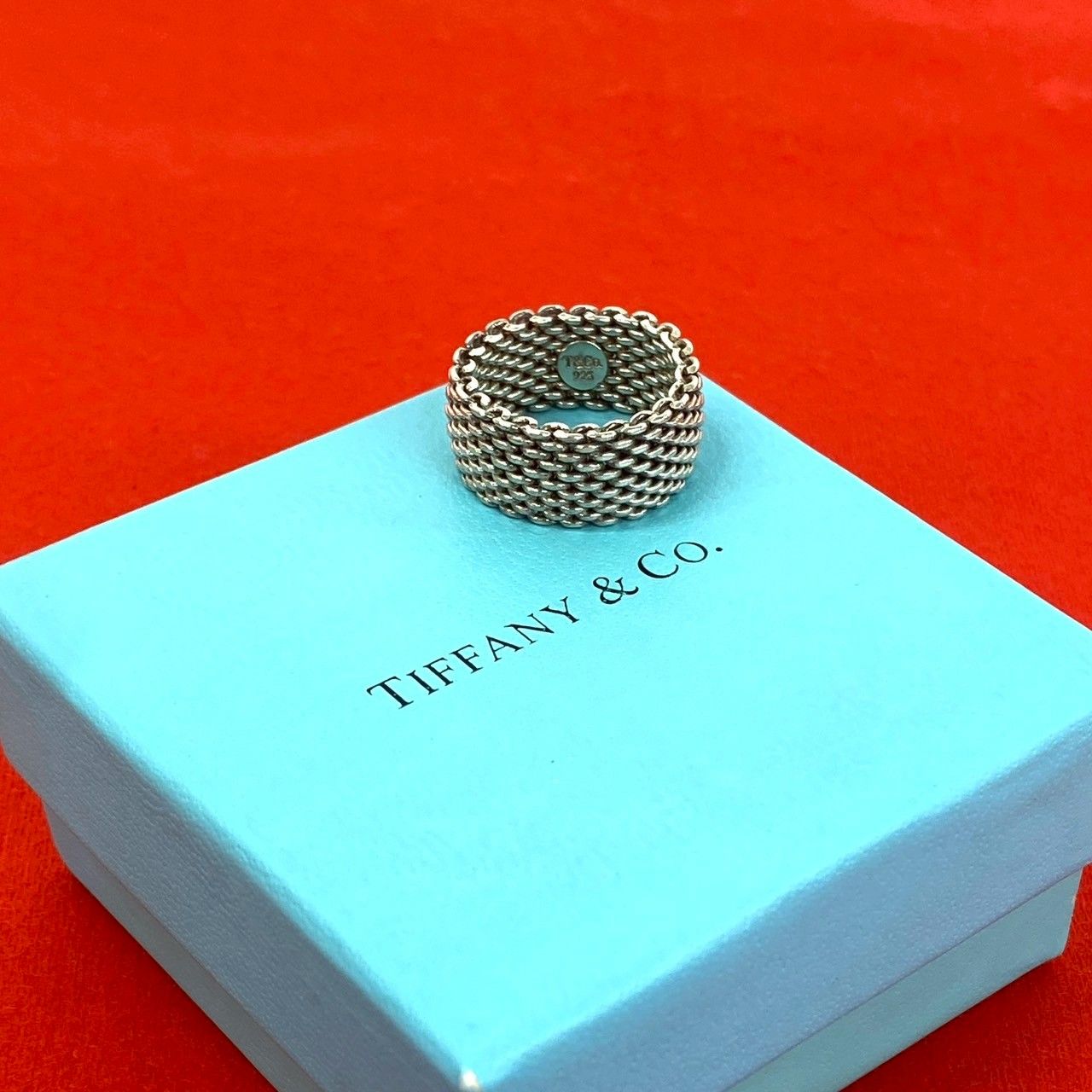 Tiffany & Co Somerset Mesh Ring 925 Sterling Silver