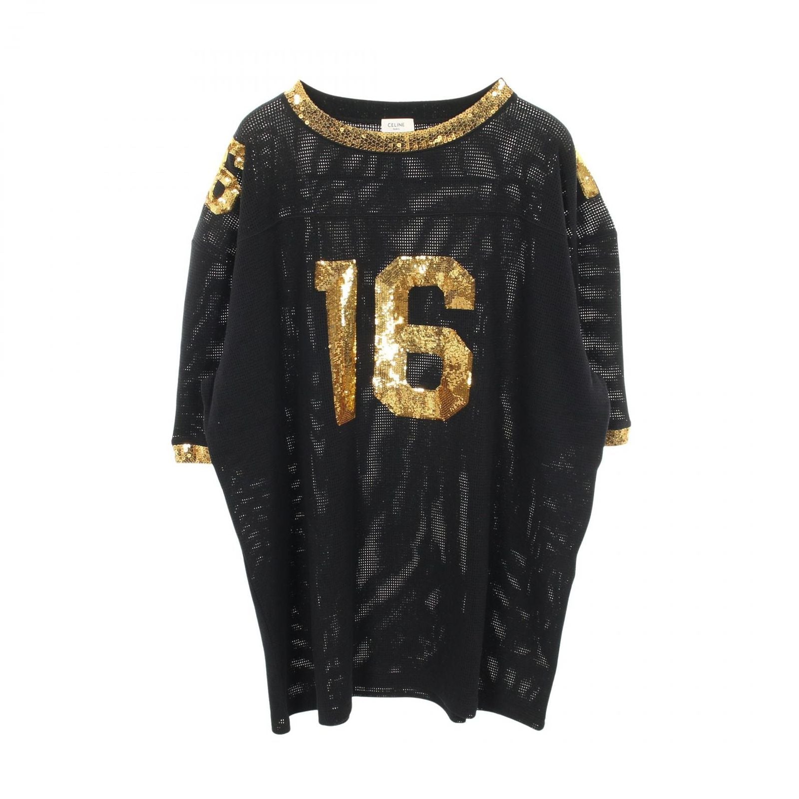 Celine Seri Short Sleeve 16 Black Cotton T-Shirt