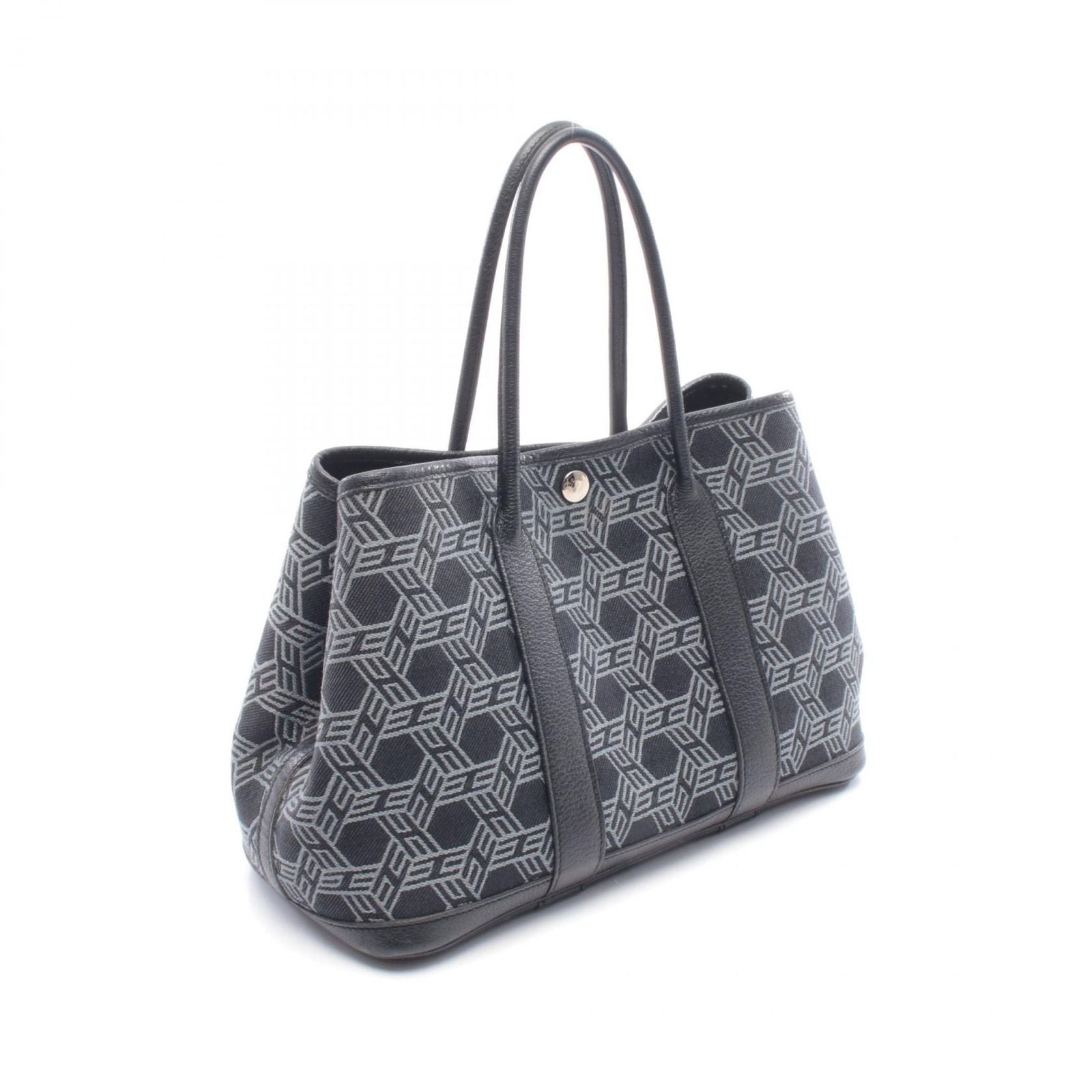 Hermes Tote Garden Party TPM Black Leather Canvas — view 2