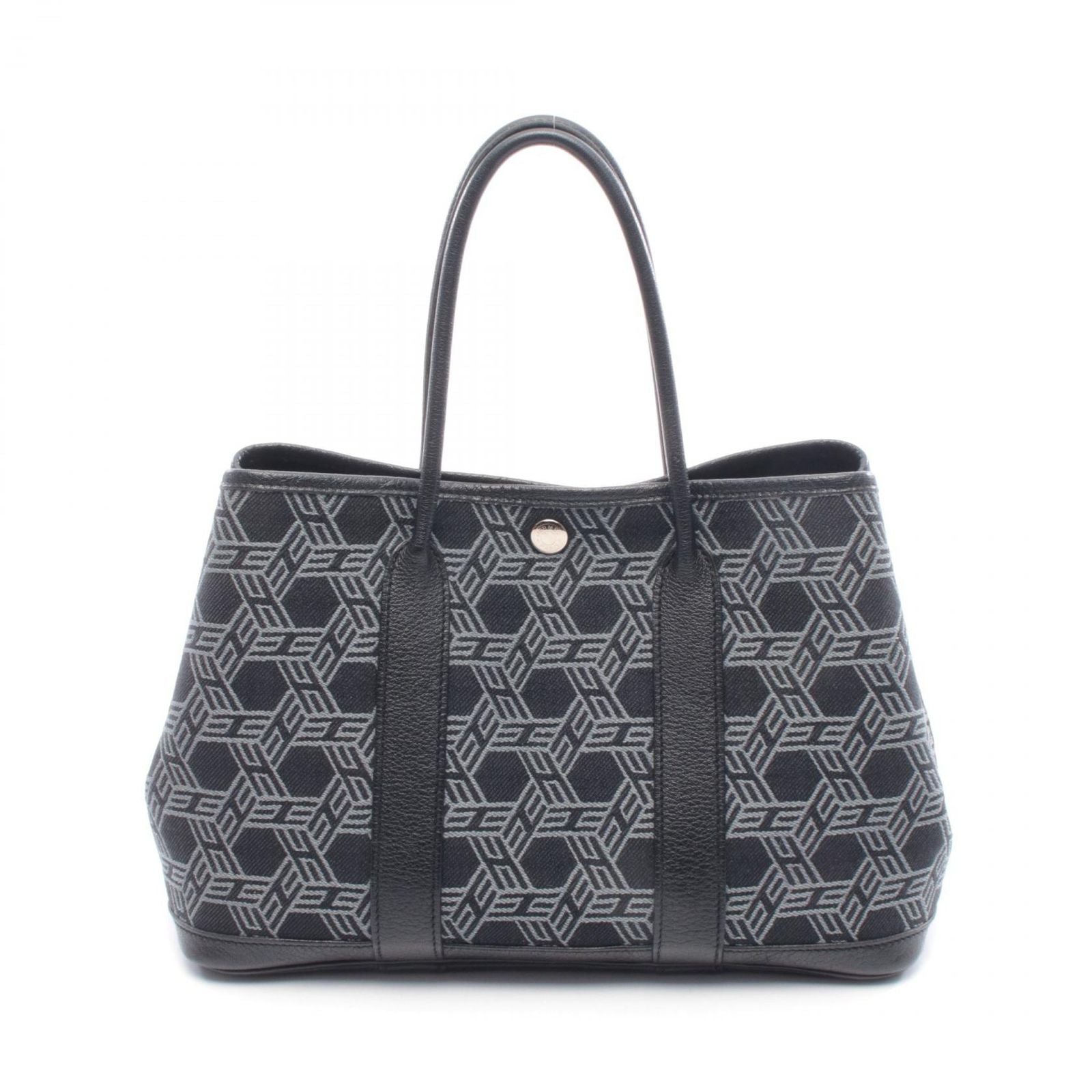 Hermes Tote Garden Party TPM Black Leather Canvas
