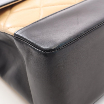 Chanel Shoulder Bag Quilted Beige Black Lambskin — view 6