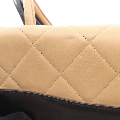 Chanel Shoulder Bag Quilted Beige Black Lambskin — view 8