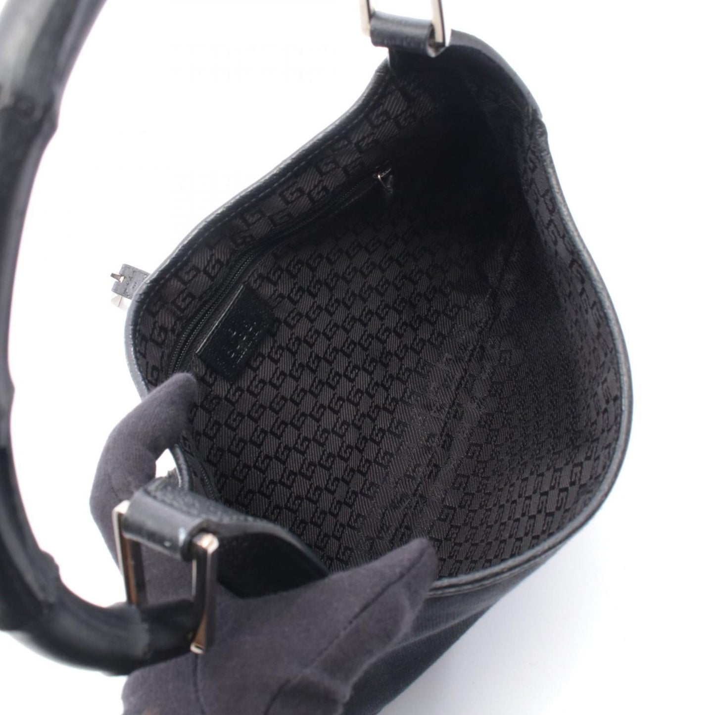Gucci Shoulder Bag Jackie 001 Black Canvas Leather — view 3