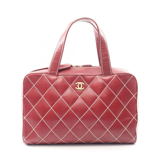 Chanel Handbag Wild Stitch Red Leather