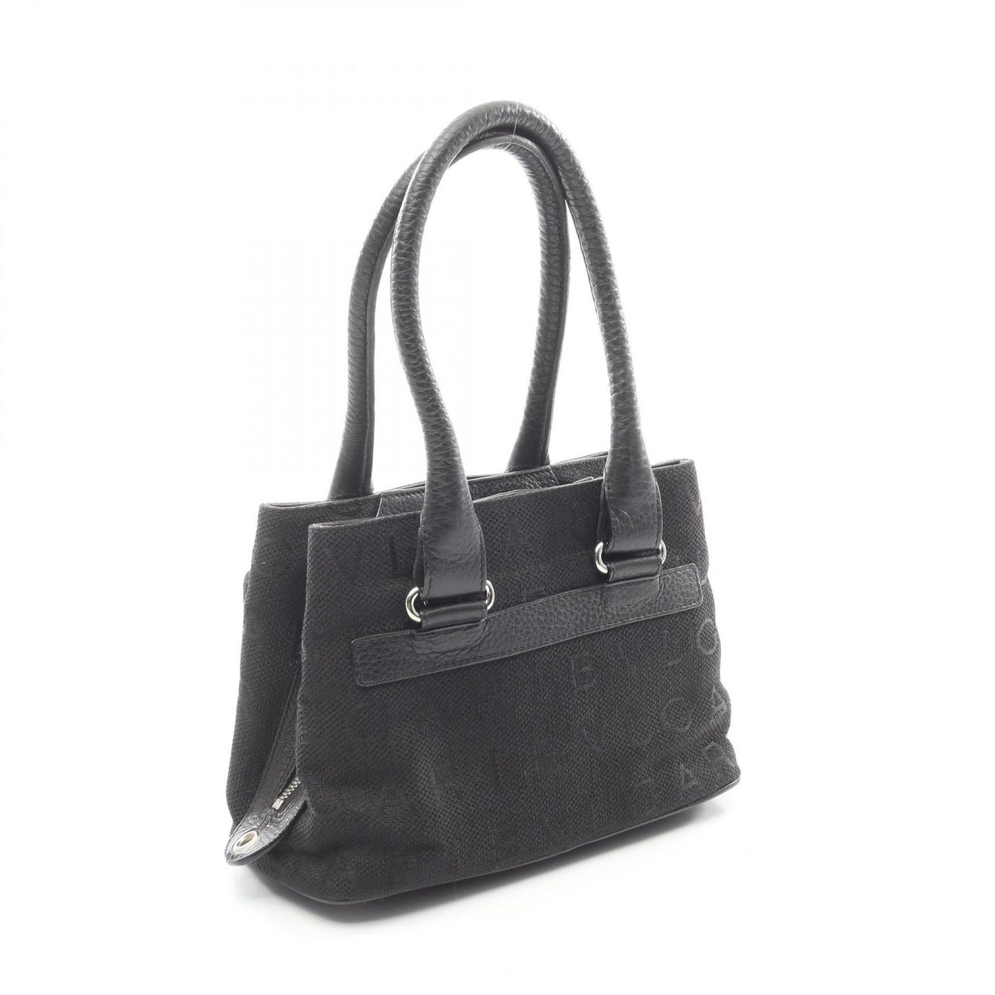Bvlgari Bule Handbag Logo Maa Black Canvas Leather Maa 2-Way — view 2
