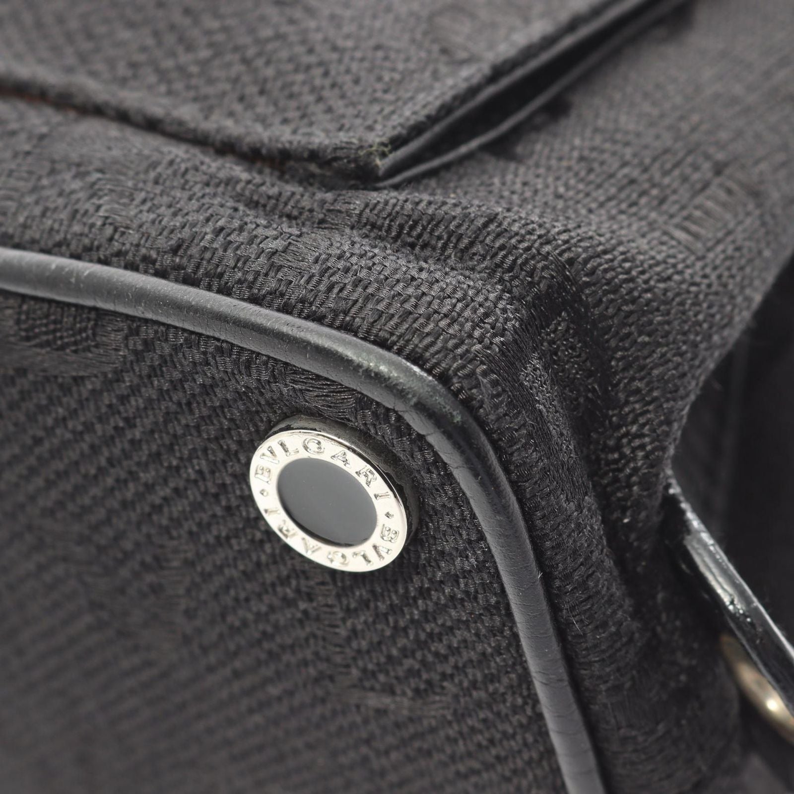 Bvlgari Bule Handbag Logo Maa Black Canvas Leather Maa 2-Way — view 6