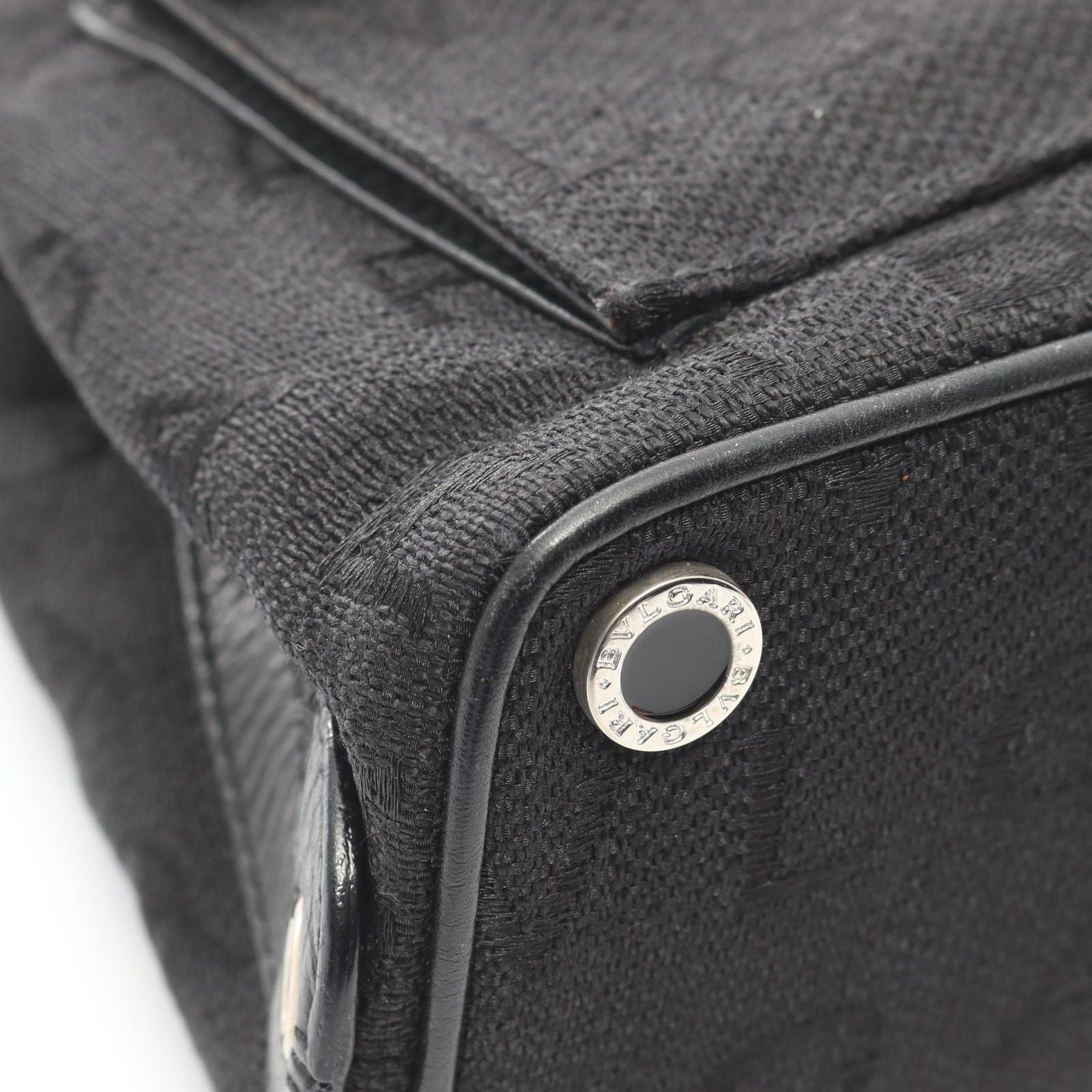 Bvlgari Bule Handbag Logo Maa Black Canvas Leather Maa 2-Way — view 5