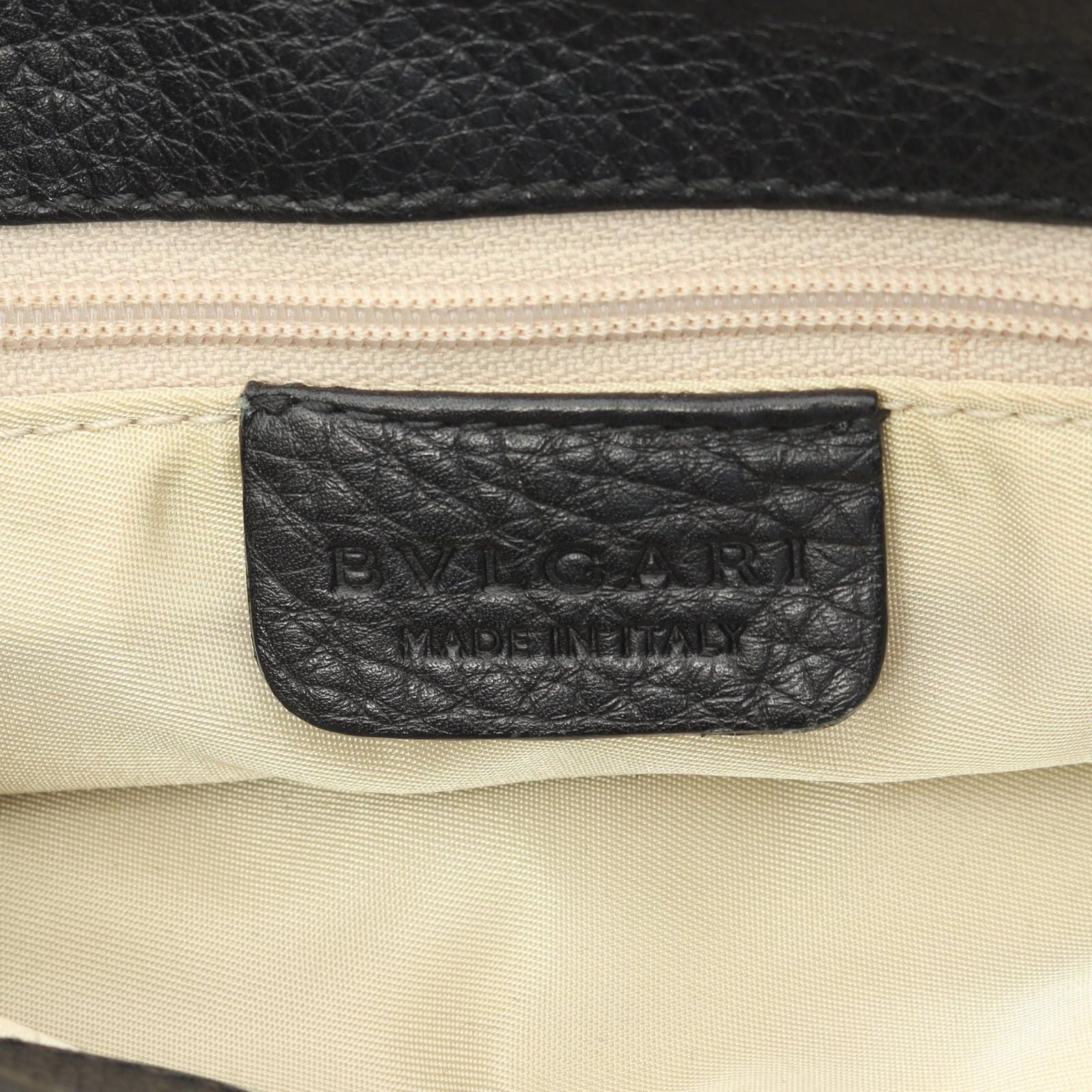 Bvlgari Bule Handbag Logo Maa Black Canvas Leather Maa 2-Way — view 4