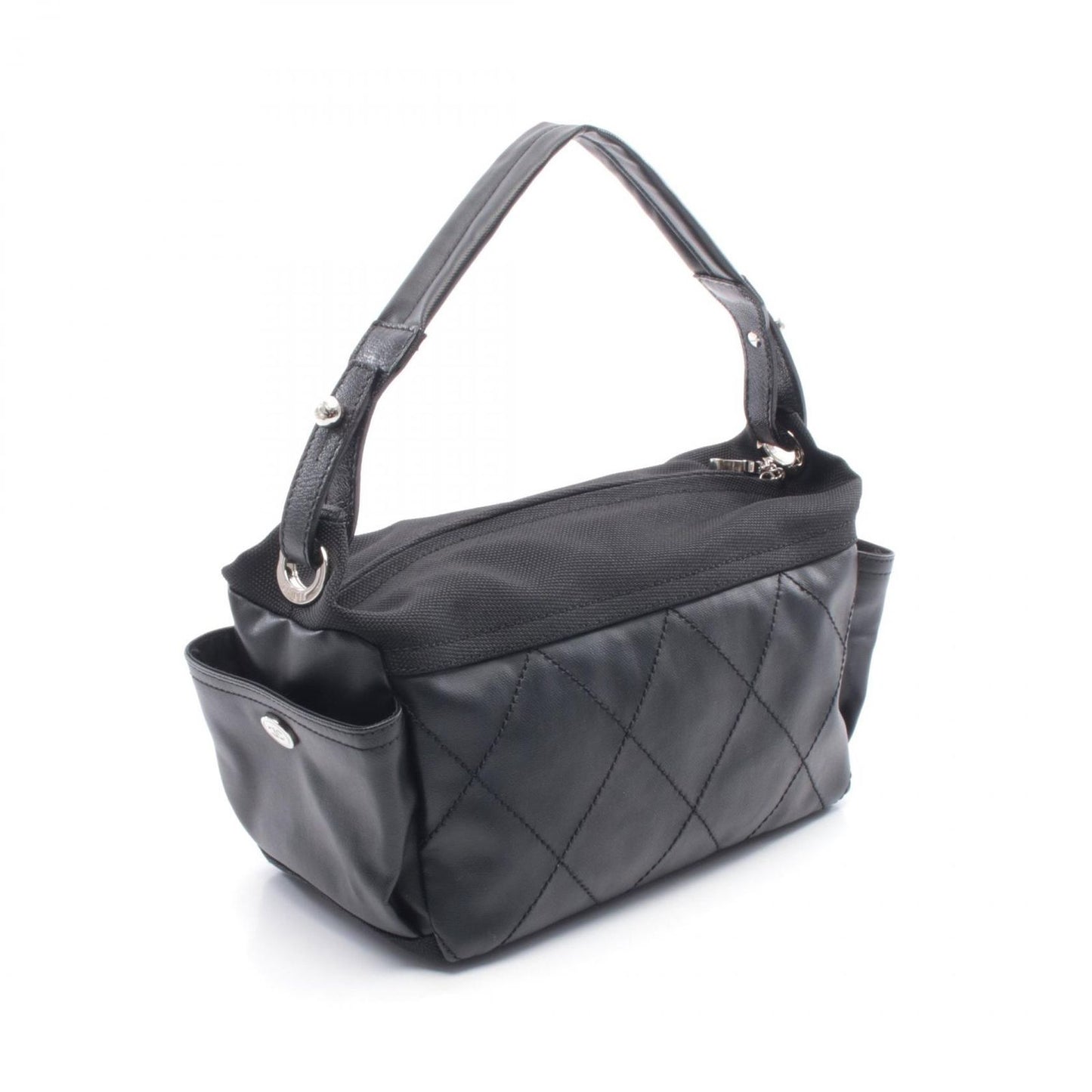 Chanel Shoulder Bag Black Canvas Leather — view 2