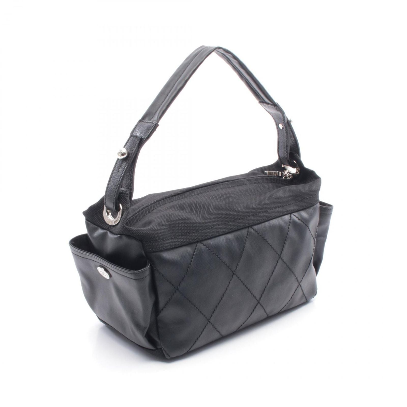 Chanel Shoulder Bag Black Canvas Leather — view 2