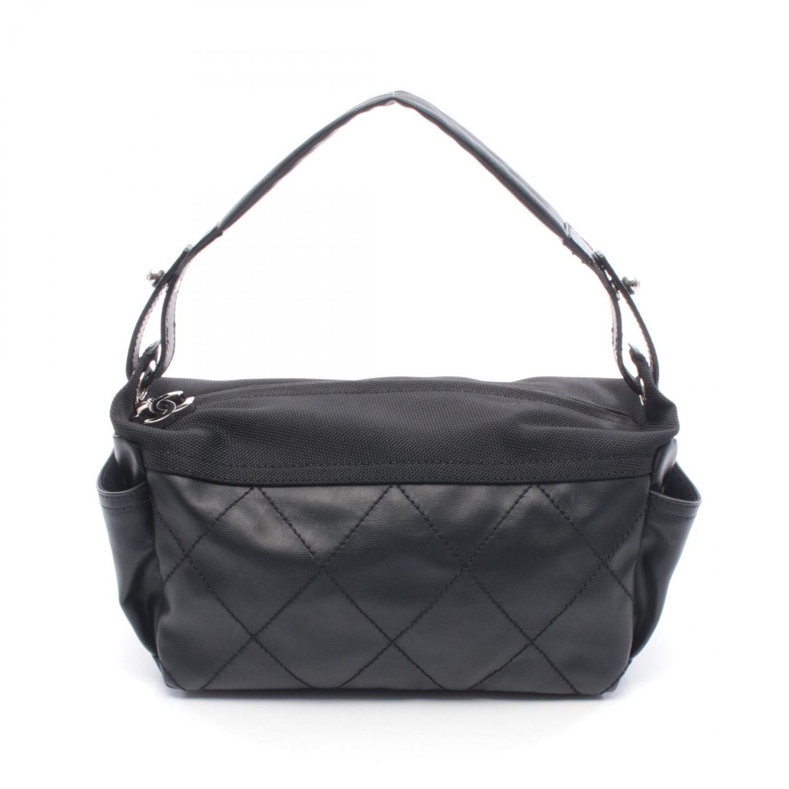 Chanel Shoulder Bag Black Canvas Leather