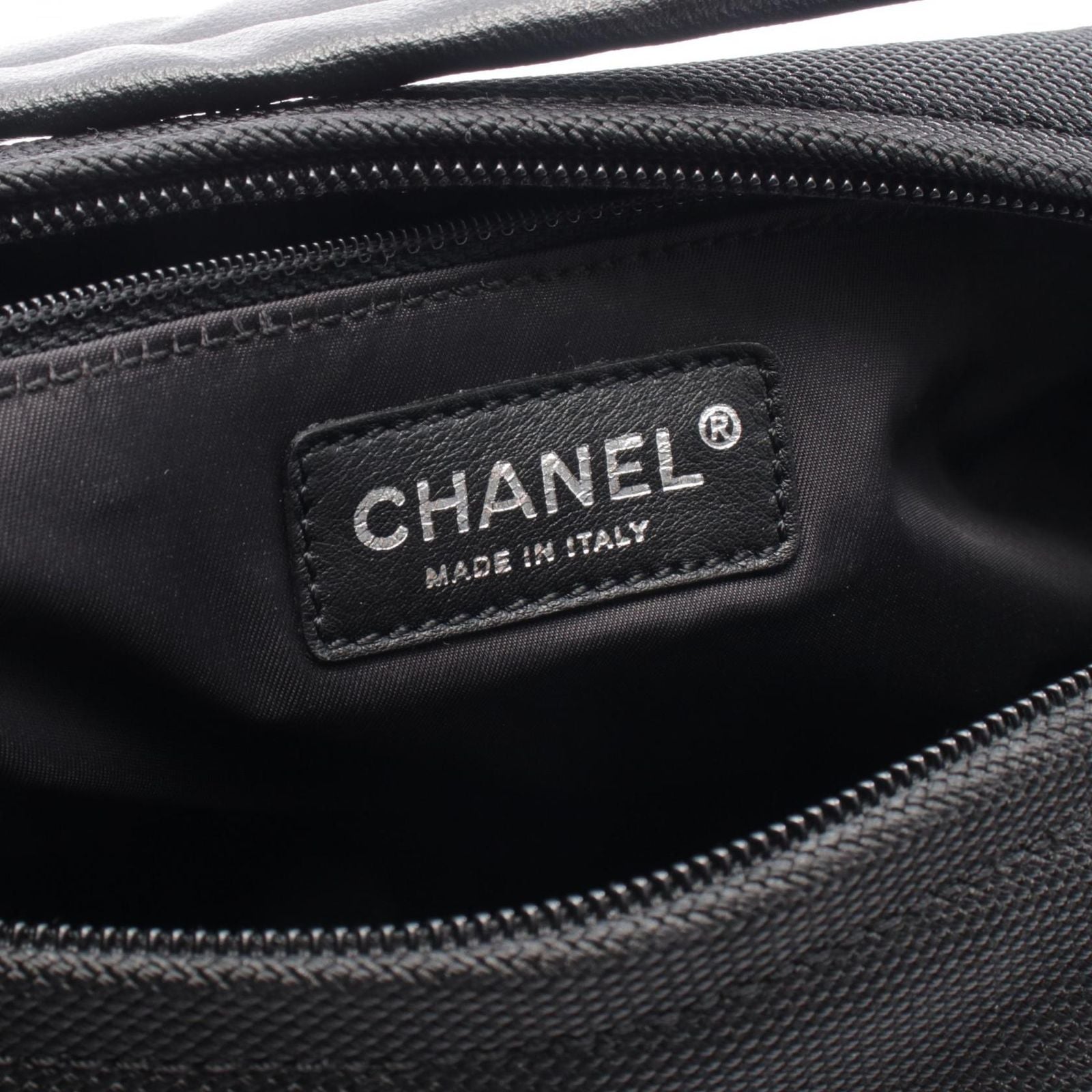 Chanel Shoulder Bag Black Canvas Leather — view 4