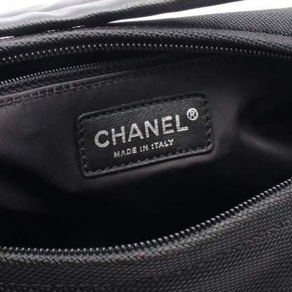 Chanel Shoulder Bag Black Canvas Leather — view 4