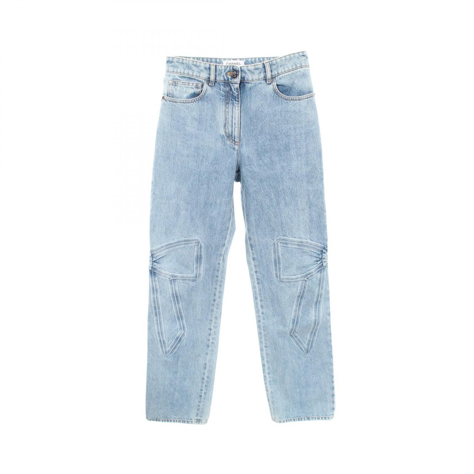 Chanel Denim Pants CC Logo Blue