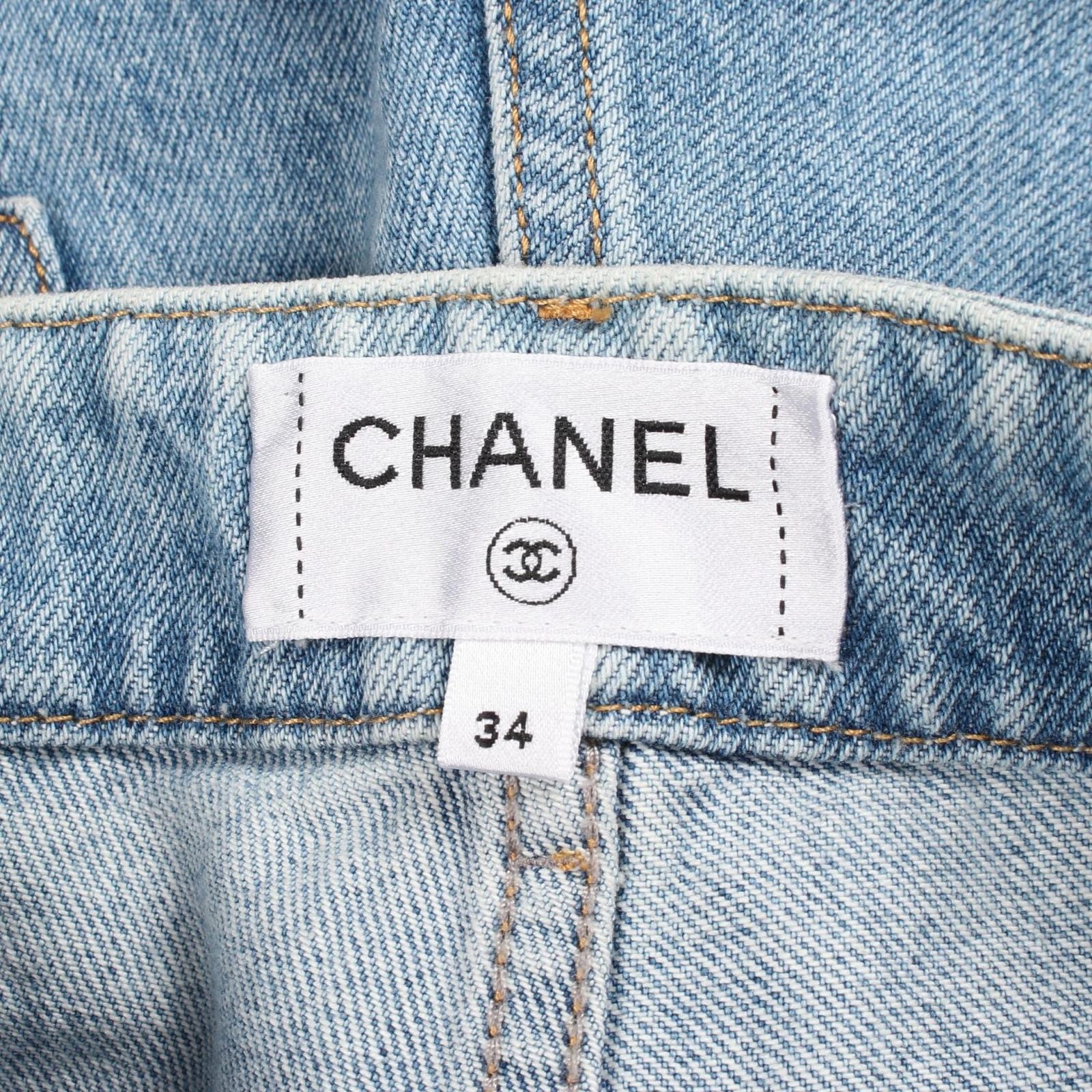 Chanel Denim Pants CC Logo Blue — view 3