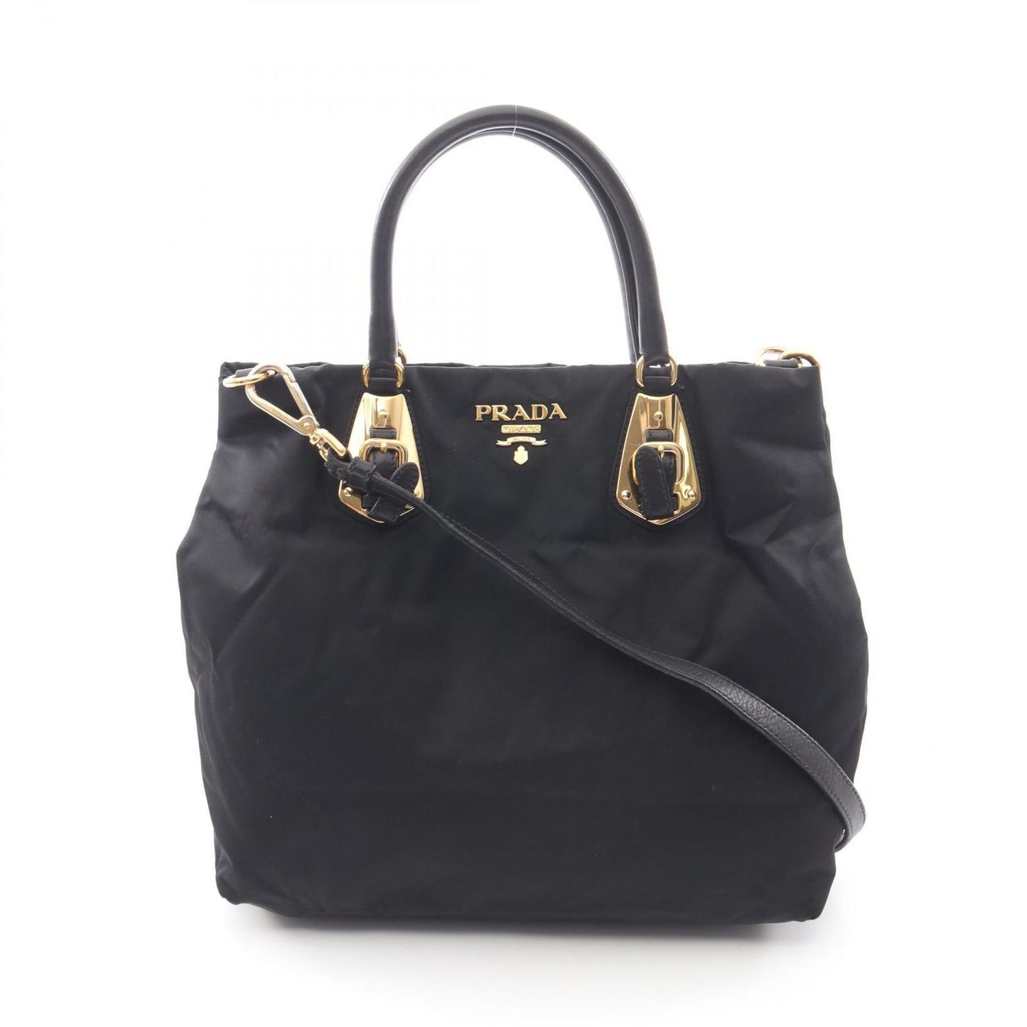 Prada Lada Tote Black Nylon Leather 2-Way Handbag
