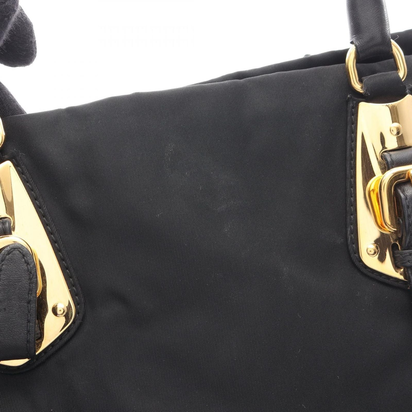 Prada Lada Tote Black Nylon Leather 2-Way Handbag — view 8