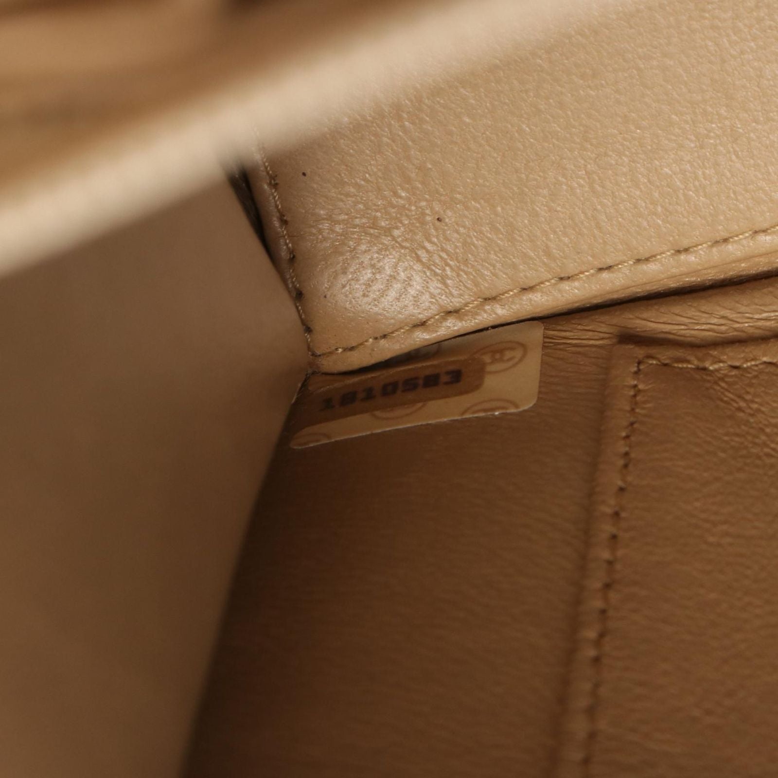 Chanel Shoulder Bag Quilted Beige Leather Che — view 5