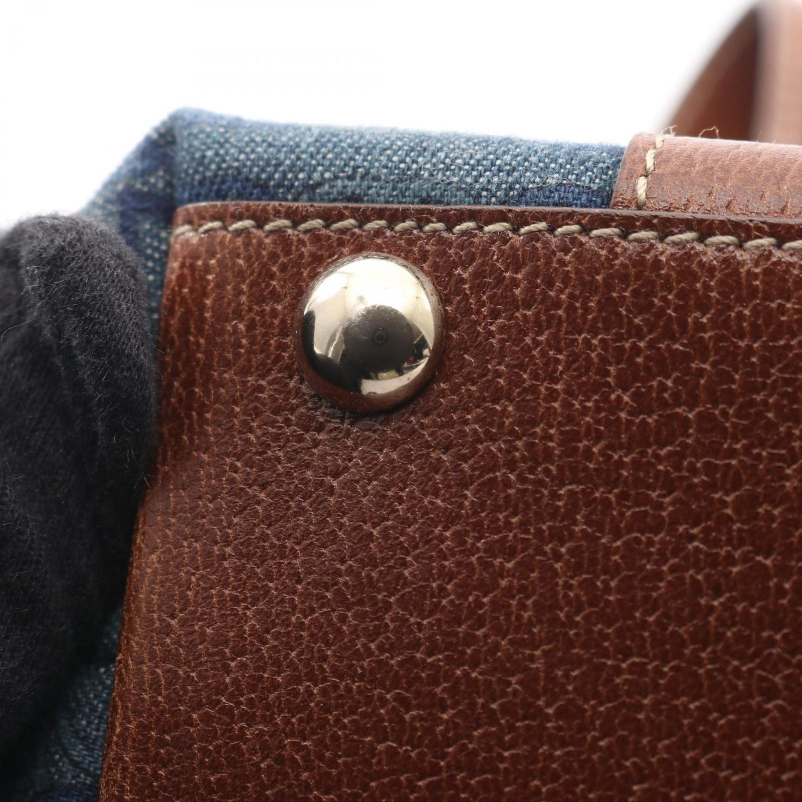 Gucci Tote Abbey Interlocking Denim Blue Brown Handbag — view 8